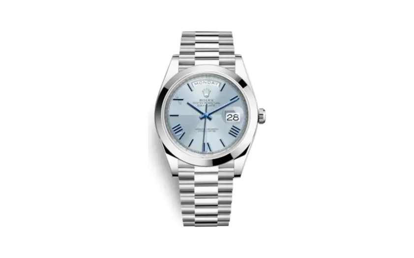 Rolex Day-Date 40 Platinum / Ice Blue Quadrant Motif