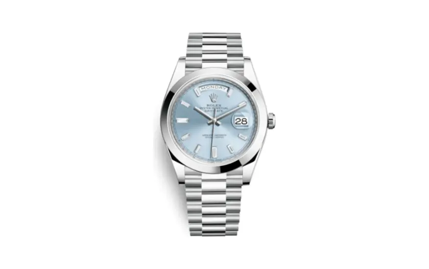 Rolex Day-Date 40 Platinum / Ice Blue Diagonal Diamond