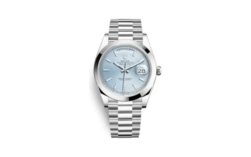 Rolex Day-Date 40 Platinum / Ice Blue Diagonal Motif
