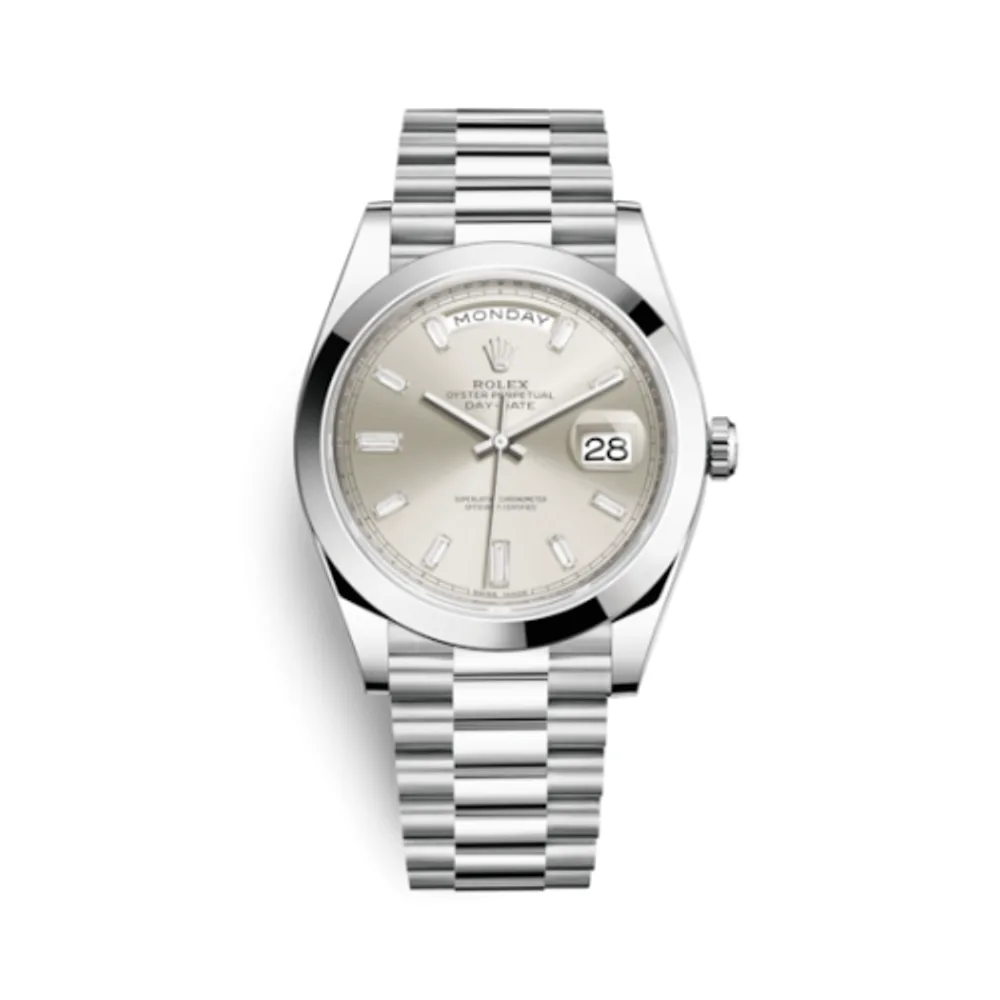 Rolex Day-Date 40 Platinum / Silver - Diamond