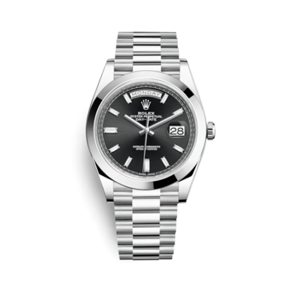 Rolex Day-Date 40 Platinum / Black - Diamond