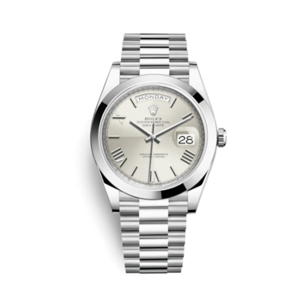 Rolex Day-Date 40 Platinum / Silver Quadrant