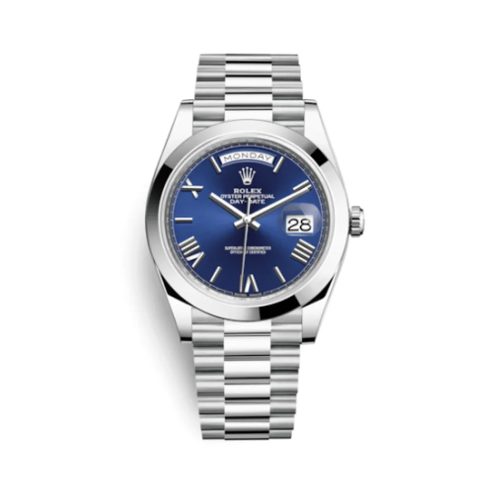 Rolex Day-Date 40 Platinum / Blue - Roman