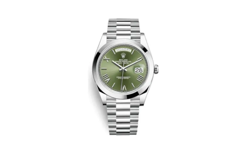 Rolex Day-Date 40 Platinum / Green - Roman