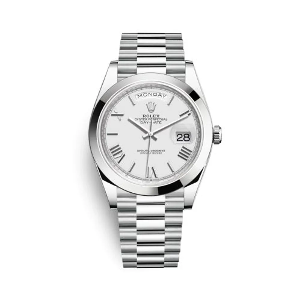 Rolex Day-Date 40 Platinum / White - Roman