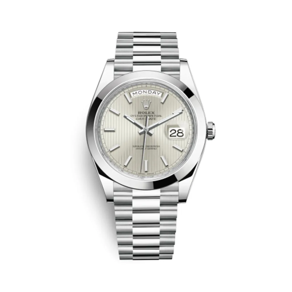 Rolex Day-Date 40 Platinum / Silver Tuxedo