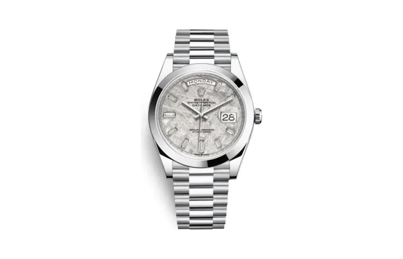 Rolex Day-Date 40 Platinum / Meteorite Baguette