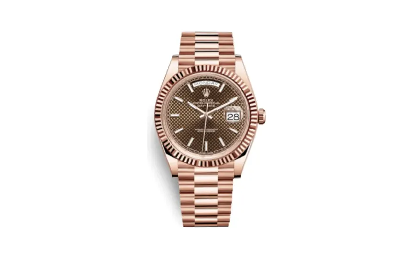 Rolex Day-Date 40 Everose / Chocolate Diagonal Motif