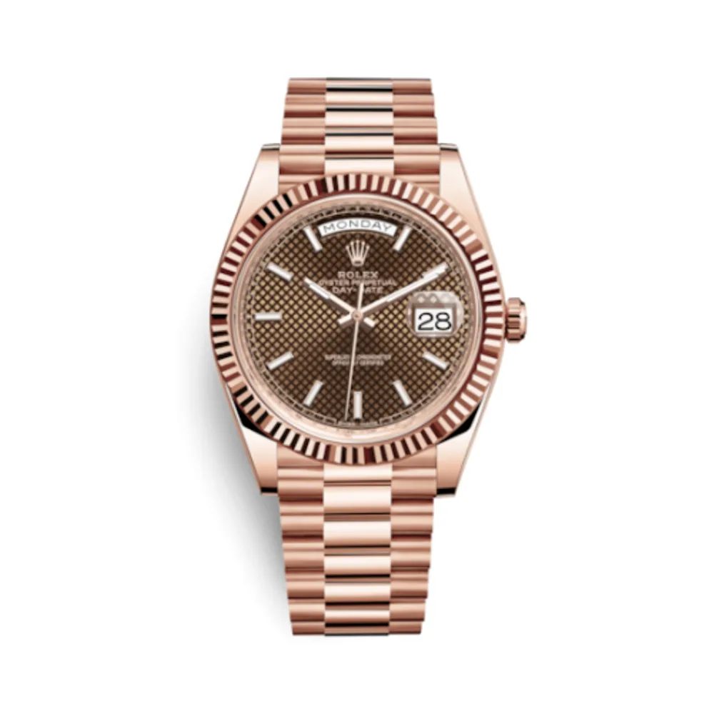 Rolex Day-Date 40 Everose / Chocolate Diagonal Motif