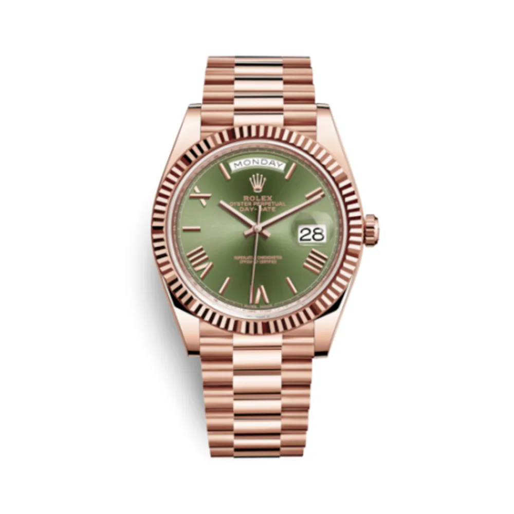 Rolex Day-Date 40 Everose / Olive - Roman