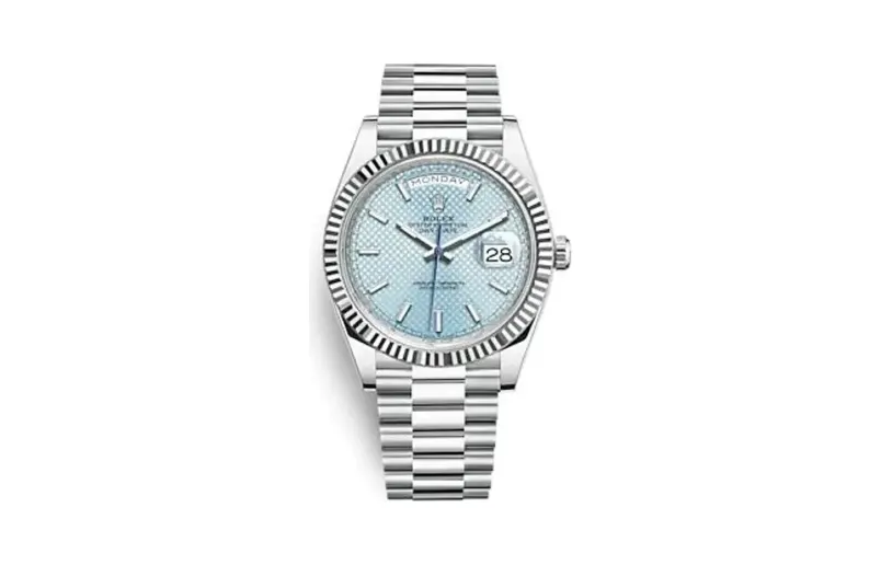 Rolex Day-Date 40 Platinum - Fluted / Ice Blue