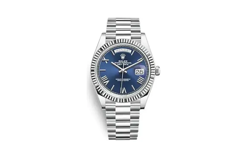 Rolex Day-Date 40 Platinum - Fluted / Blue - Roman