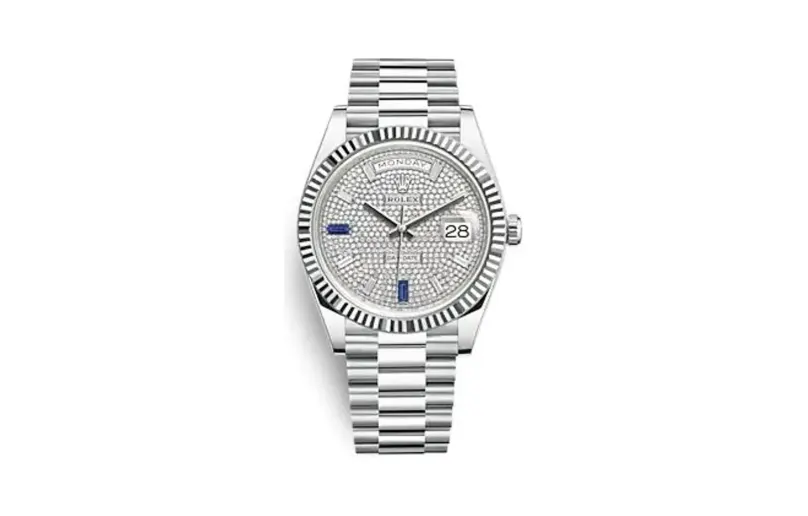 Rolex Day-Date 40 Platinum - Fluted / Paved