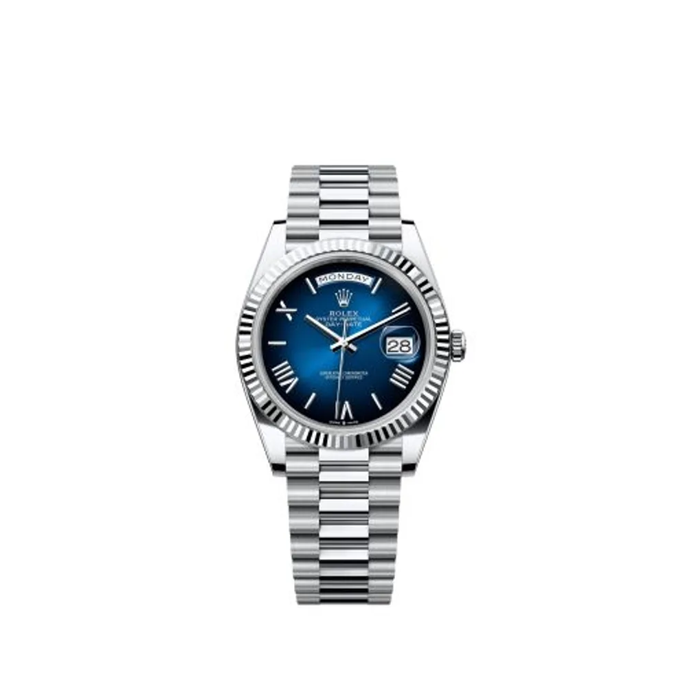 Rolex Day-Date 40 Platinum - Fluted / Blue Ombré