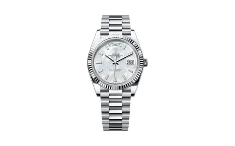 Rolex Day-Date 40 Platinum - Fluted / MOP - Baguette