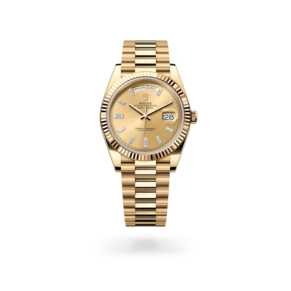Rolex Oyster Perpetual Day-Date 40, 18 kt yellow gold, Champagne-colour dial