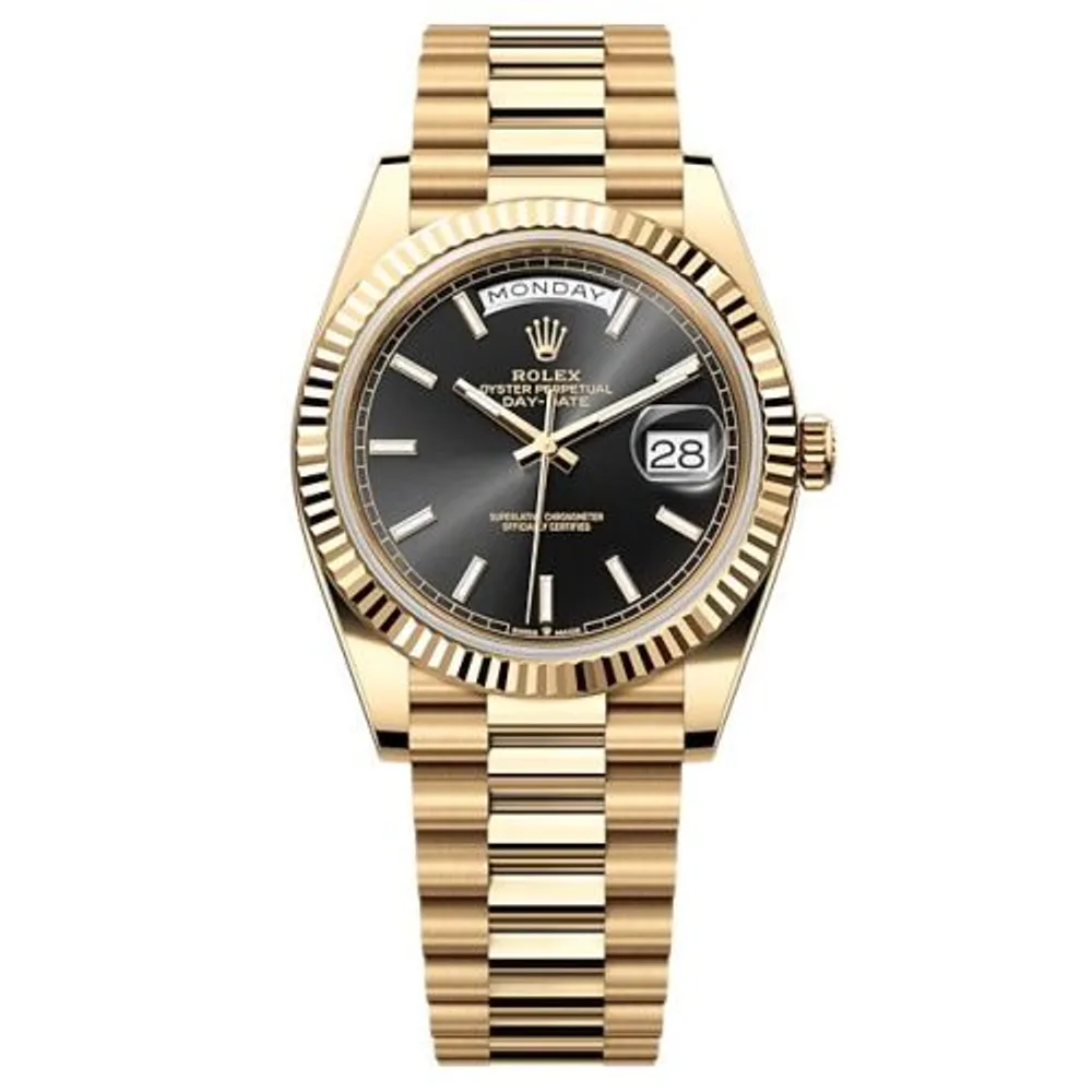 Rolex Day-Date 40 Yellow Gold - Fluted / Black