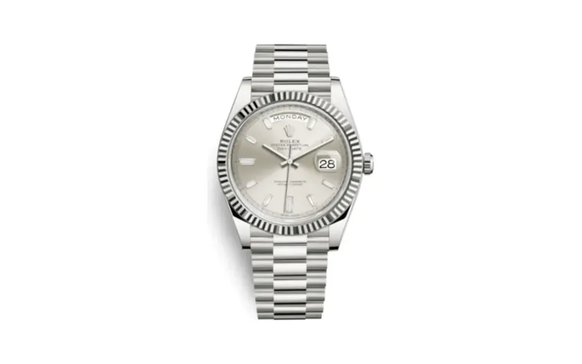 Rolex Day-Date 40 White Gold / Silver - Baguette