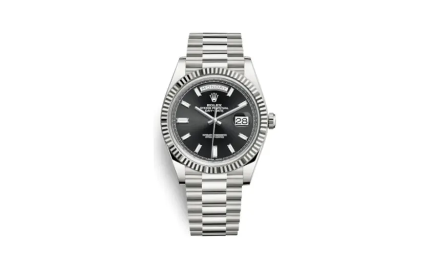 Rolex Day-Date 40 White Gold / Black - Baguette