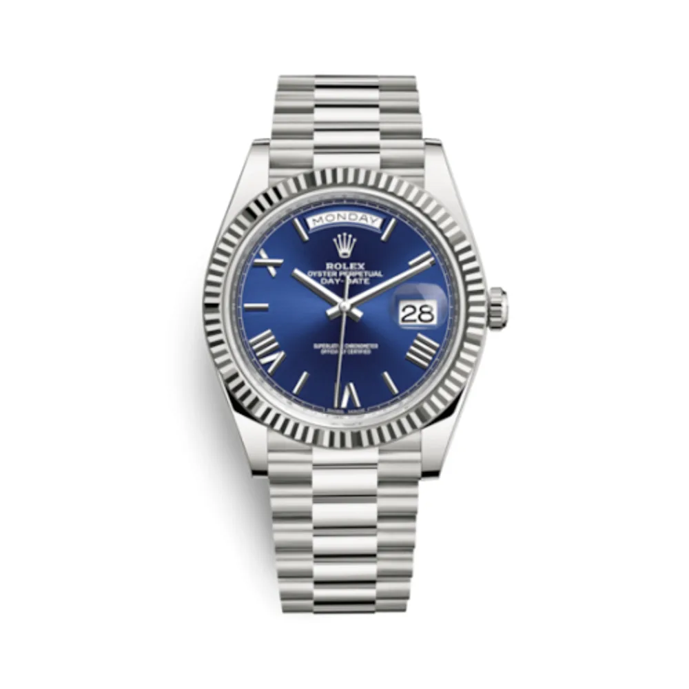 Rolex Day-Date 40 White Gold / Blue - Roman