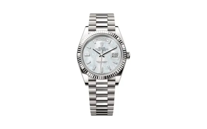 Rolex Day-Date 40 White Gold / MOP - Baguette
