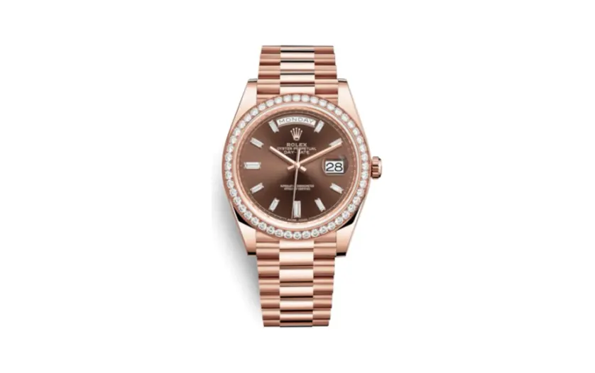 Rolex Day-Date 40 Everose - Diamond / Chocolate - Baguette