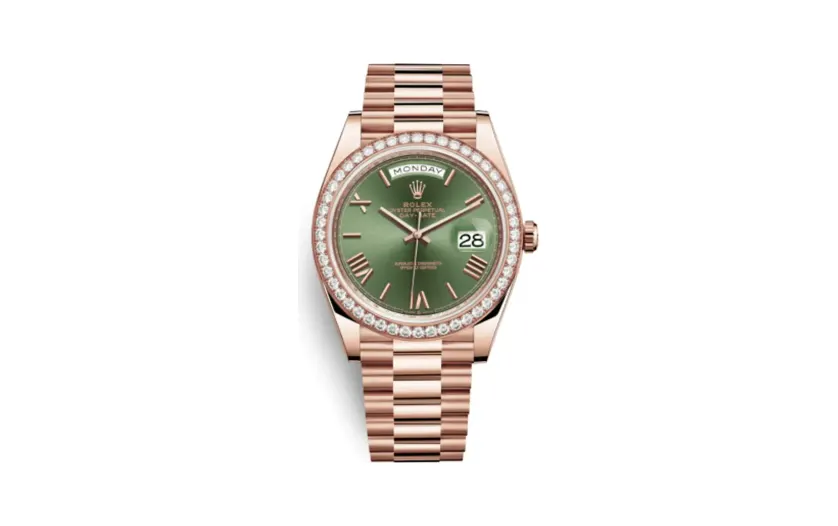 Rolex Day-Date 40 Everose - Diamond / Green - Roman
