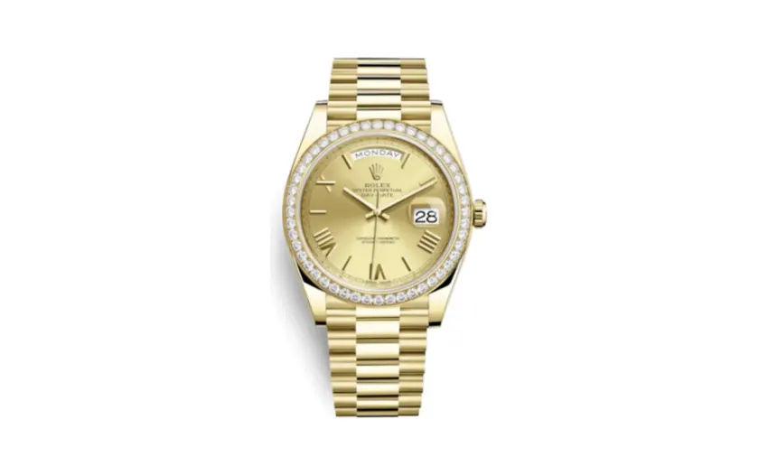Rolex Day-Date 40 Yellow Gold / Diamond / Champagne - Roman