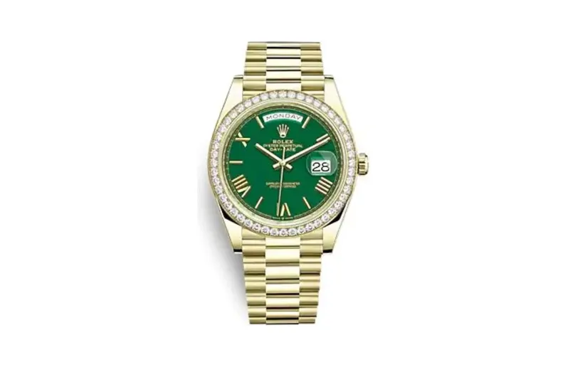 Rolex Day-Date 40 Yellow Gold - Diamond / Green - Roman