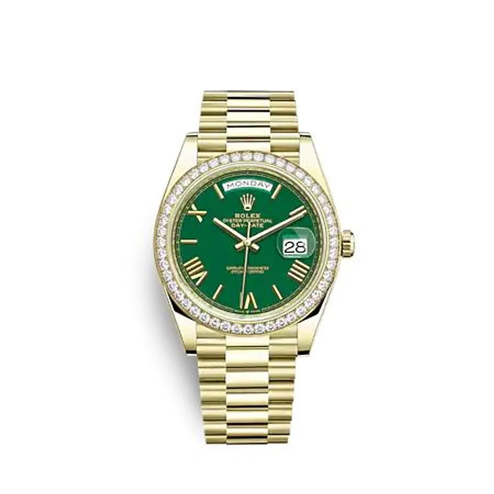 Rolex Day-Date 40 Yellow Gold - Diamond / Green - Roman