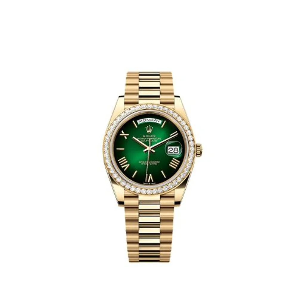 Rolex Day-Date 40 Yellow Gold - Diamond / Green - Ombré
