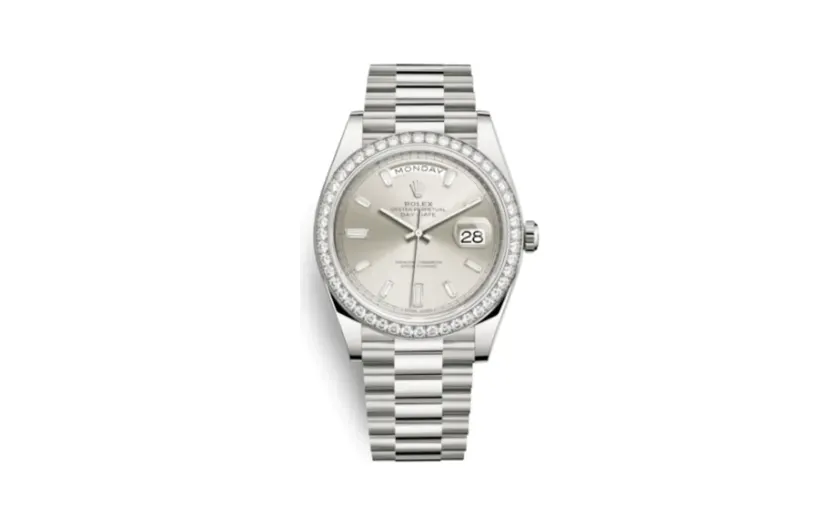 Rolex Day-Date 40 White Gold - Diamond / Silver - Baguette