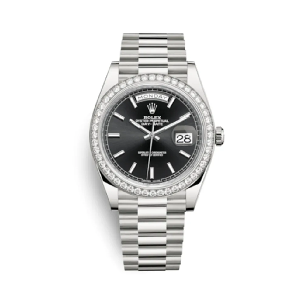 Rolex Day-Date 40 White Gold - Diamond / Black