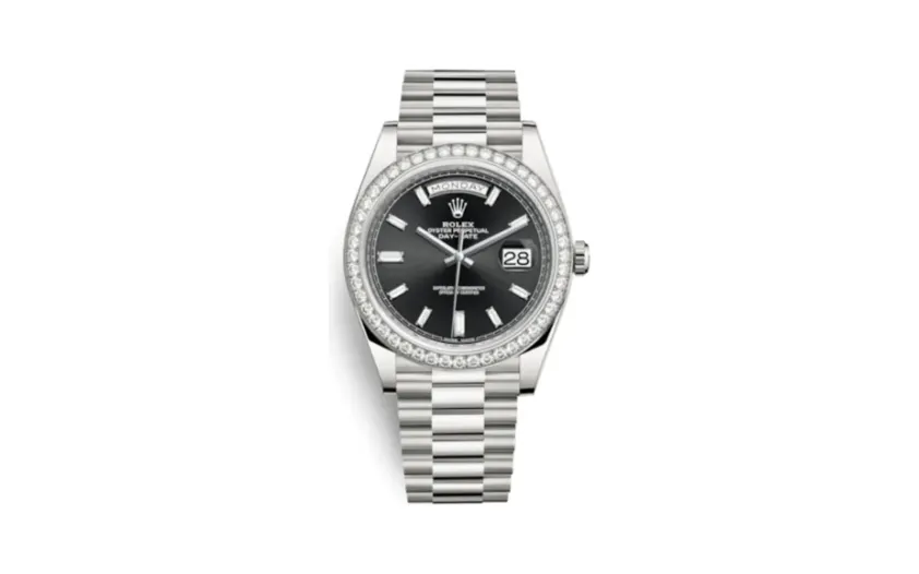 Rolex Day-Date 40 White Gold - Diamond / Black - Baguette