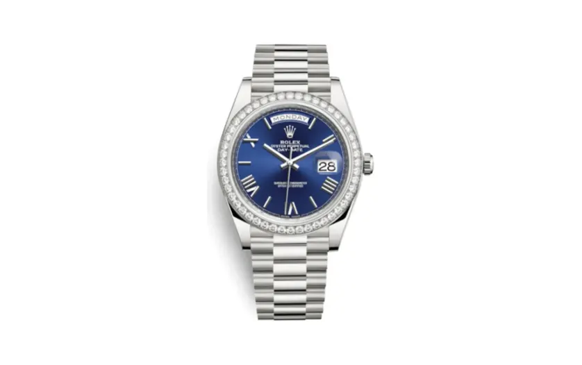 Rolex Day-Date 40 White Gold - Diamond / Blue Roman