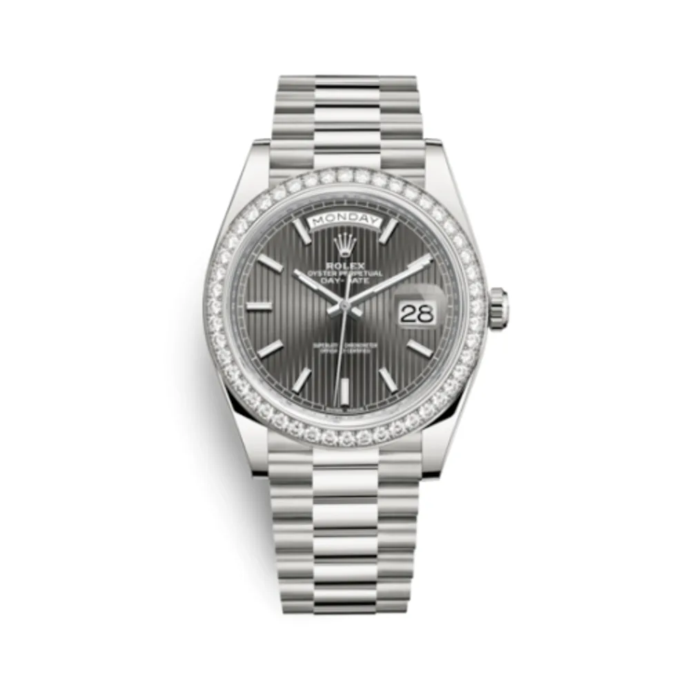 Rolex Day-Date 40 White Gold - Diamond / Grey Tuxedo