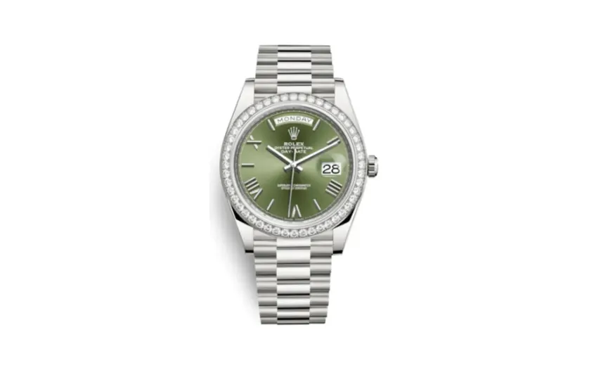 Rolex Day-Date 40 White Gold - Diamond / Green Roman