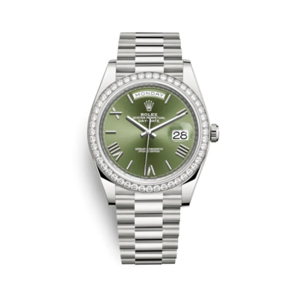 Rolex Day-Date 40 White Gold - Diamond / Green Roman