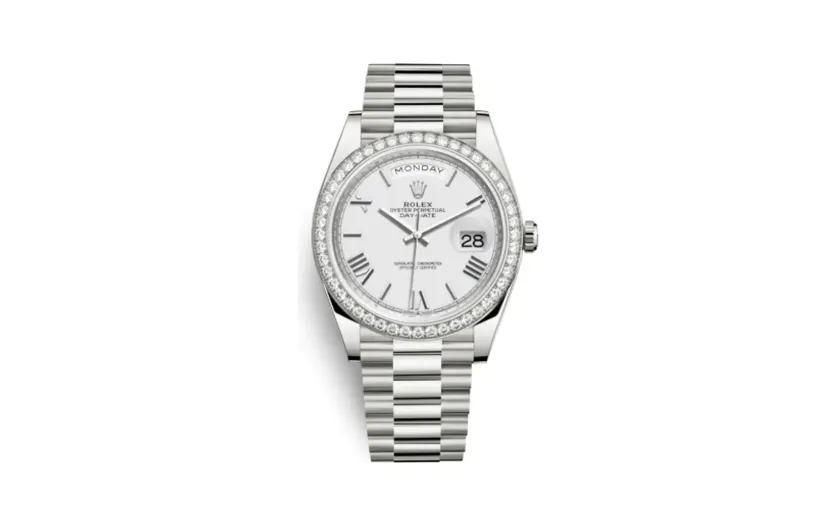 Rolex Day-Date 40 White Gold - Diamond / White - Roman