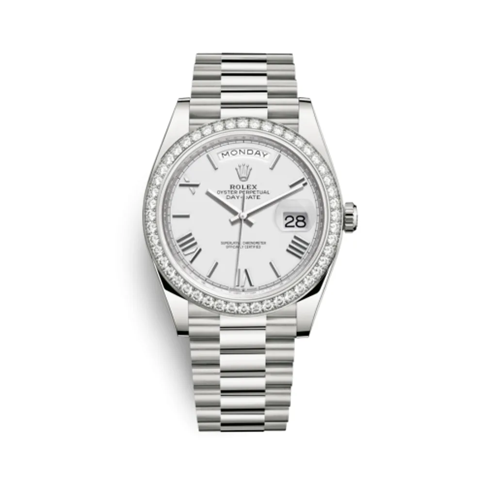 Rolex Day-Date 40 White Gold - Diamond / White - Roman