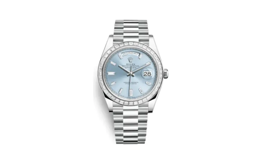Rolex Day-Date 40 Platinum - Baguette / Ice Blue - Baguette