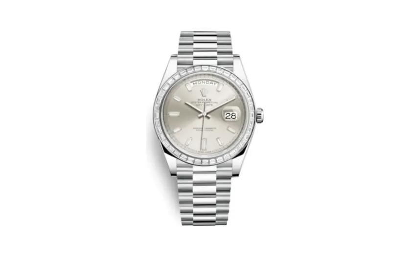 Rolex Day-Date 40 Platinum - Baguette / Silver - Baguette