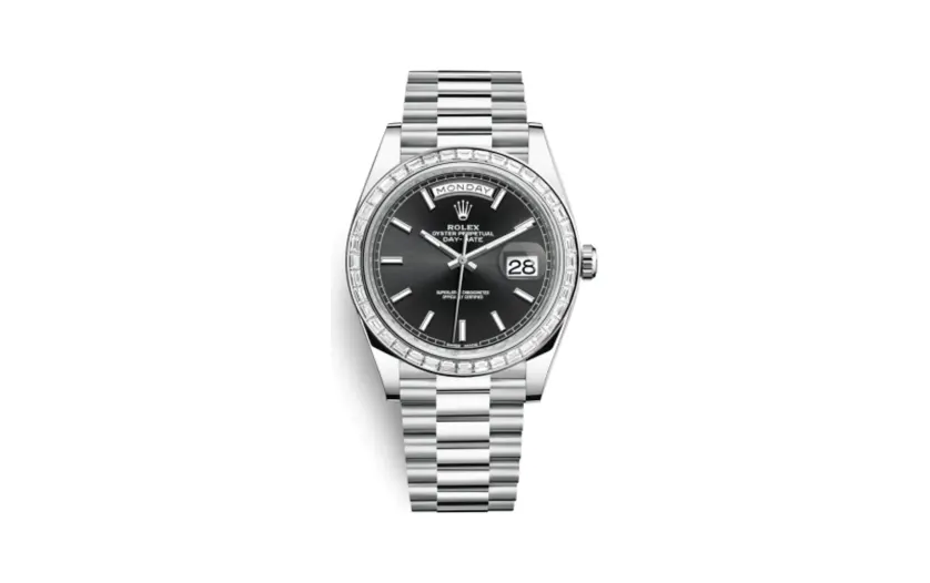 Rolex Day-Date 40 Platinum - Baguette / Black