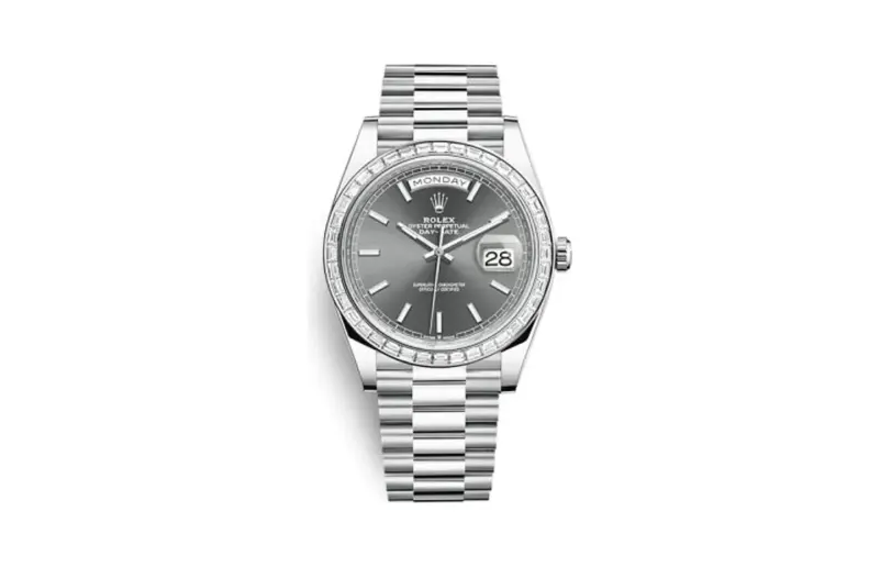 Rolex Day-Date 40 Platinum - Baguette / Grey