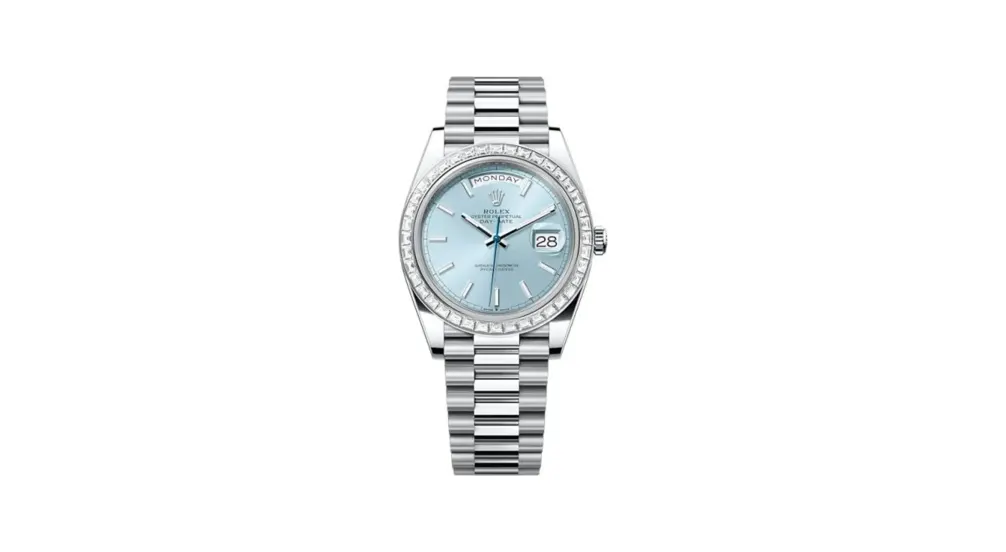 Rolex Day-Date 40 Platinum - Baguette / Ice Blue