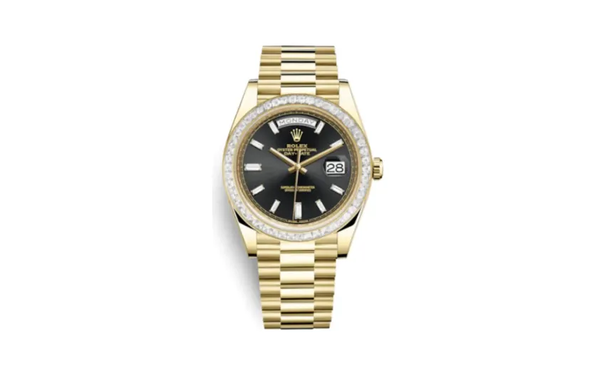 Rolex Day-Date 40 Yellow Gold - Baguette / Black - Baguette
