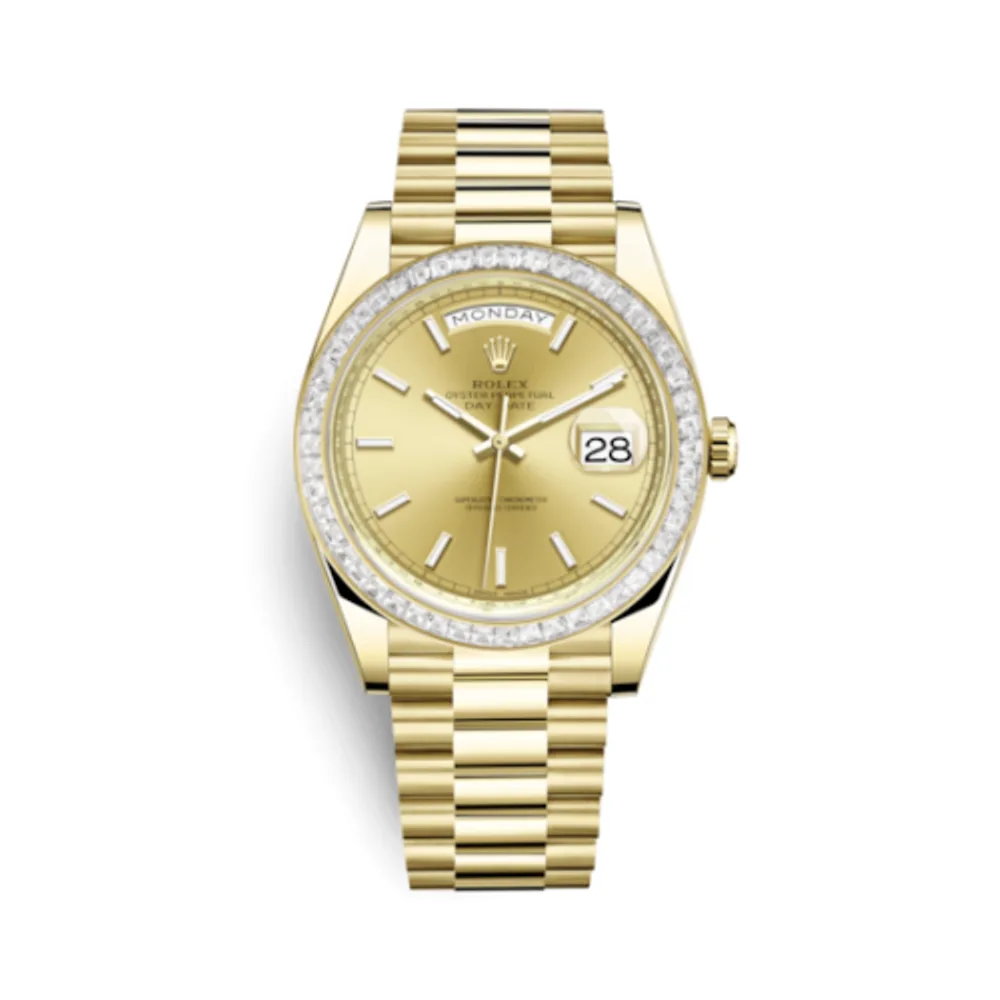Rolex Day-Date 40 Yellow Gold - Baguette / Champagne