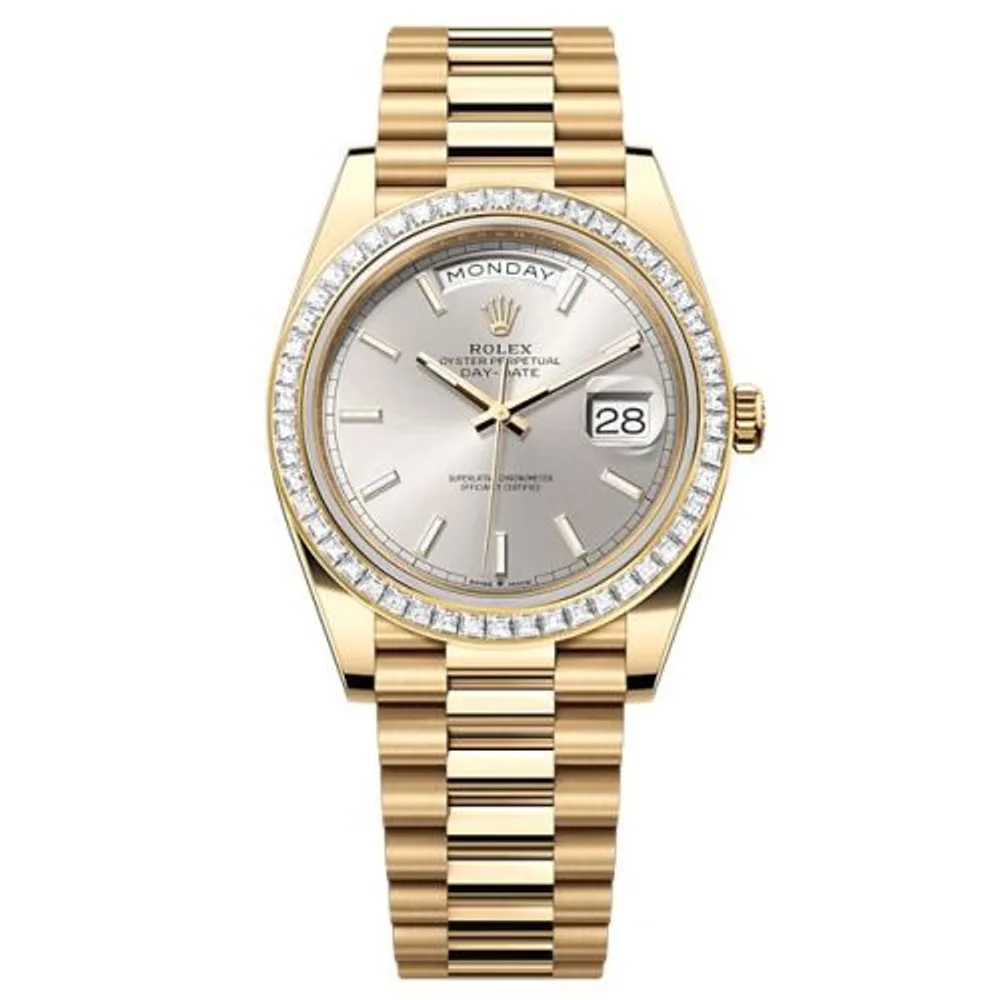 Rolex Day-Date 40 Yellow Gold - Baguette / Silver