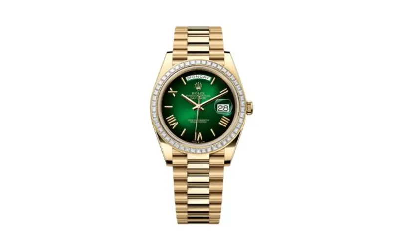 Rolex Day-Date 40 Yellow Gold - Baguette / Green Ombré