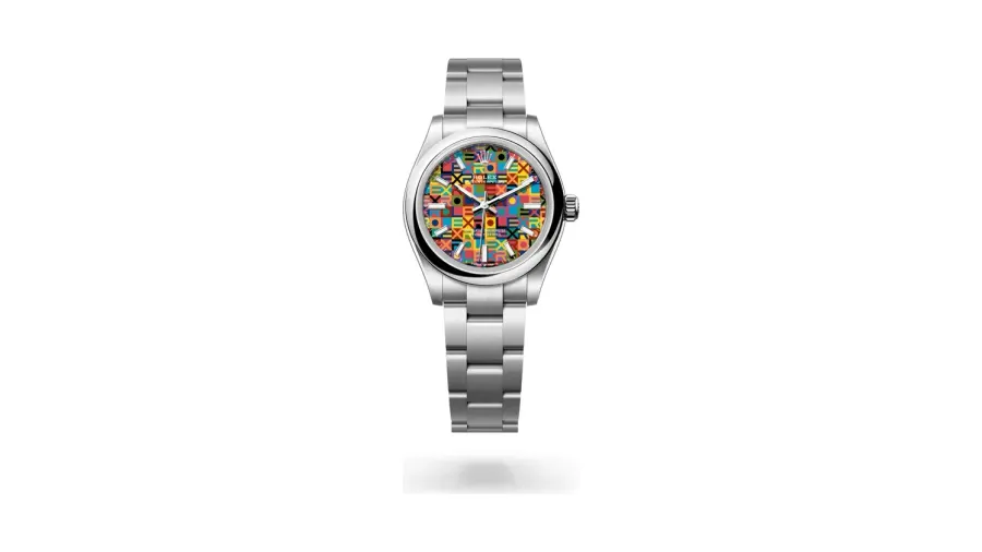 Rolex Oyster Perpetual 31, Oystersteel, Multicoloured with Jubilee motif dial